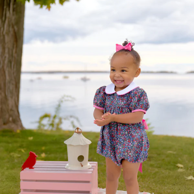 Cindy Lou Sash Bubble - Fairfax Farm Floral with Worth Avenue White & Hamptons Hot Pink