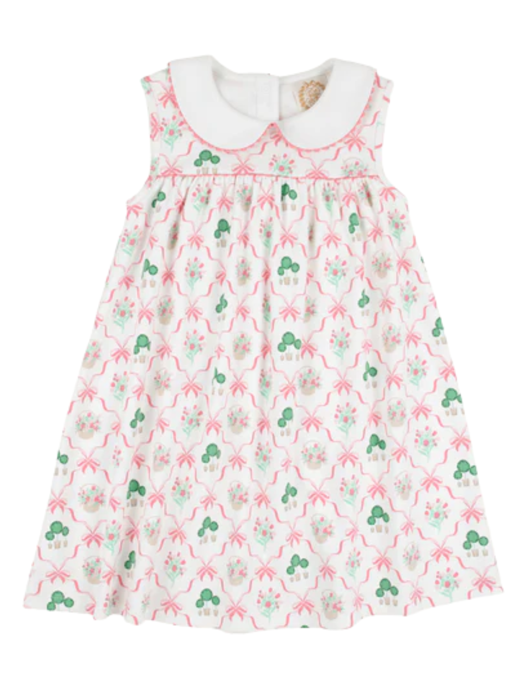 tbbc Sleeveless Mary Dal Dress - Boxwoods & Bows with Romany Rose & Worth Avenue White