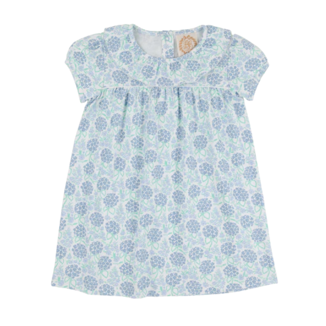 tbbc Short Sleeve Ramona Collar Dress - Handful of Hydrangeas with Worth Avenue White