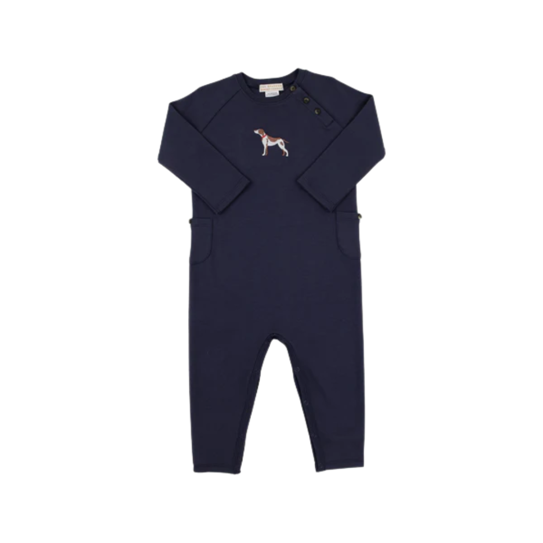 tbbc Rayburn Romper - Nantucket Navy with Dog Embroidery
