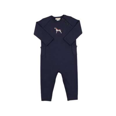 tbbc Rayburn Romper - Nantucket Navy with Dog Embroidery