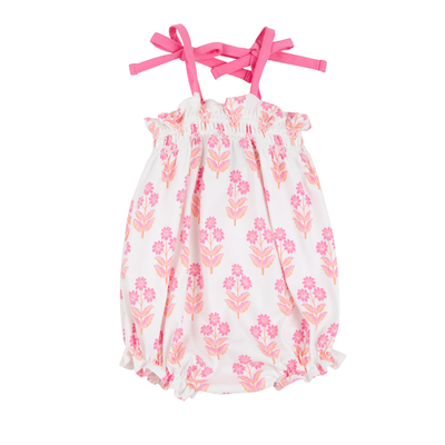 Rosey Romper - Bridgetown Harbour Hand Block/Winter Park Pink