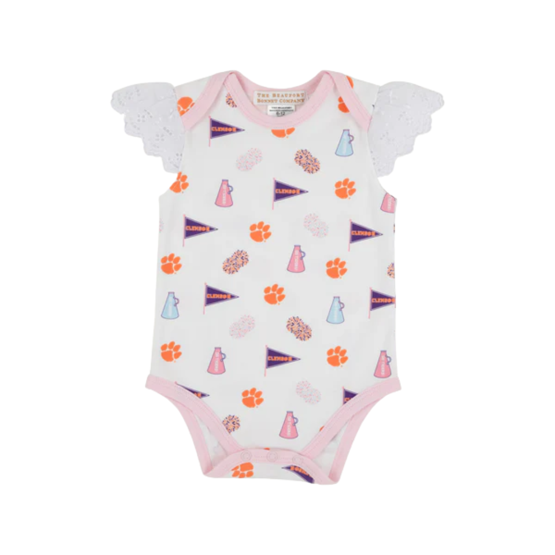 Wendy Onesie - Tiger Triumph with Worth Avenue White & Palm Beach Pink