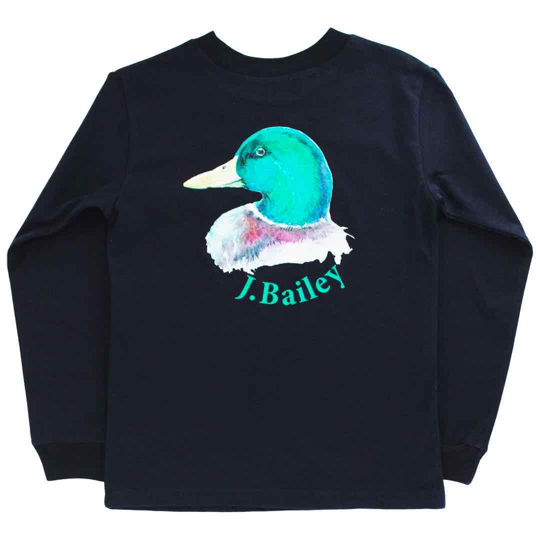 J. Bailey Long Sleeve Logo Tee - Duck on Navy