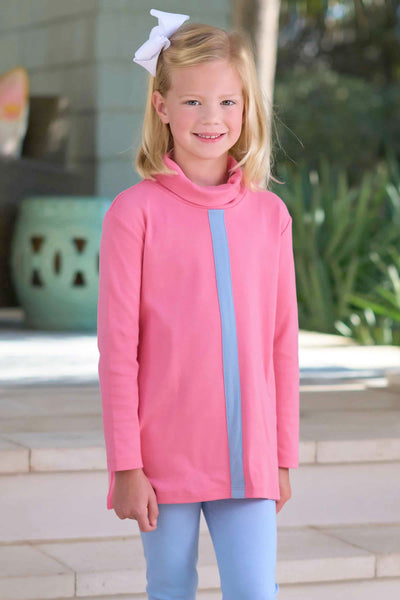 Tenley Tunic - Romany Rose with Barrington Blue Stripe & Stork