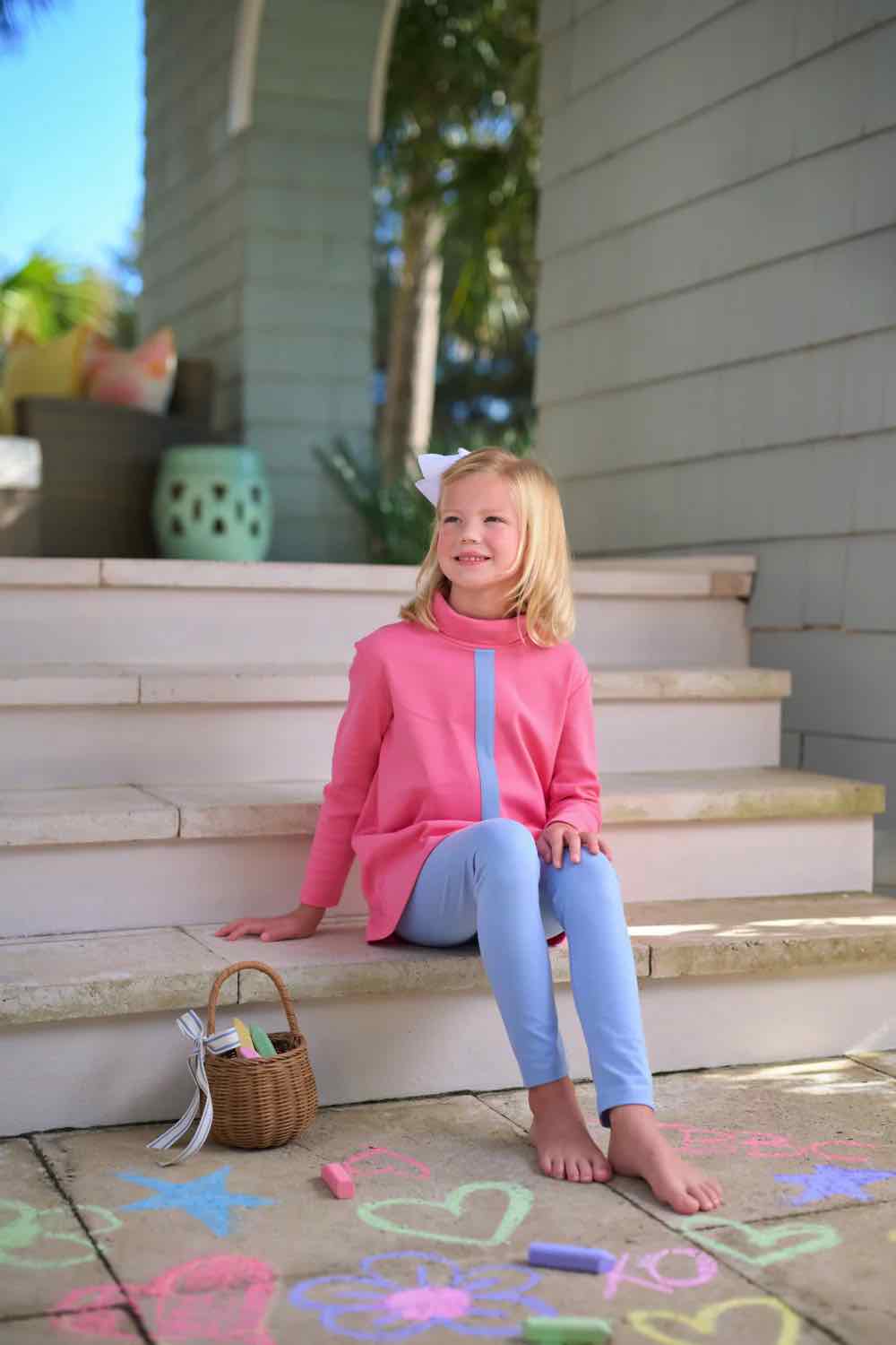 Tenley Tunic - Romany Rose with Barrington Blue Stripe & Stork