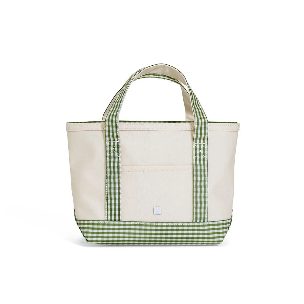 TRVL Mini Tote - Coated Canvas - Gingham Moss