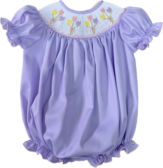 Emmie Smocked Bubble - Tulips