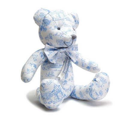twos company Animal Toile Stuffed Bear - Blue