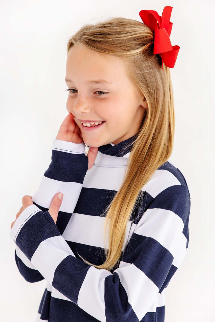 Prepletic Finley Funnel Dress -  Nantucket Navy Rugby Stripe