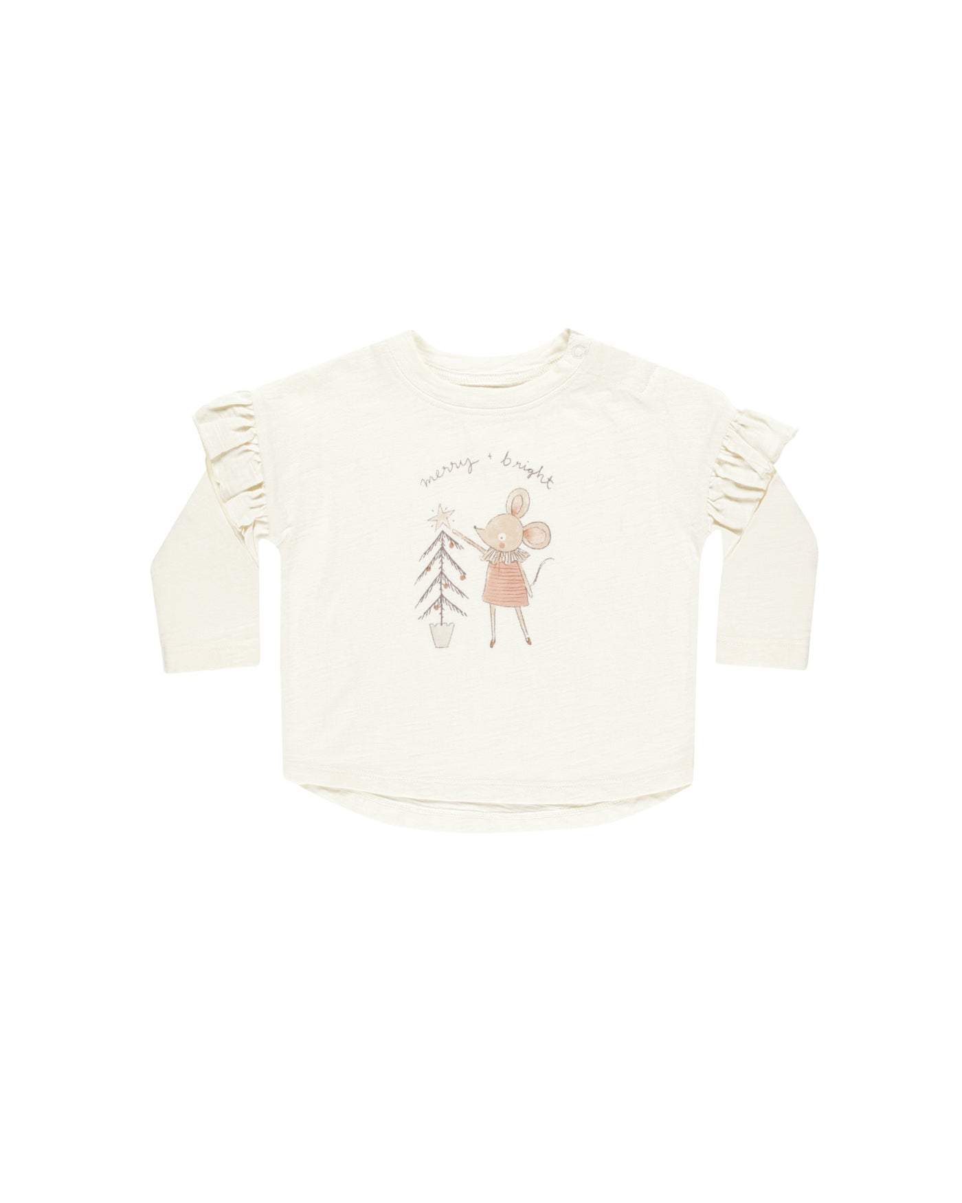 Long Sleeve Ruffle Tee - Mouse