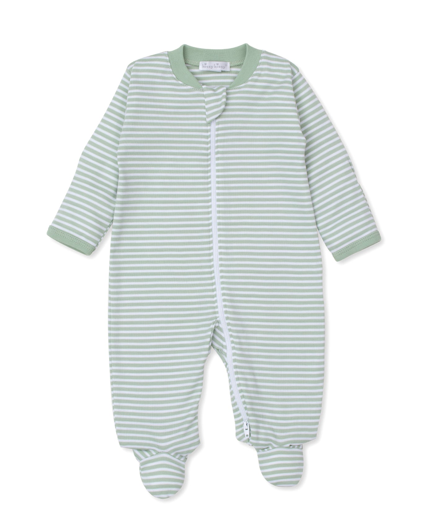 Footie Zipped - BigHearted Bears Green Stripe