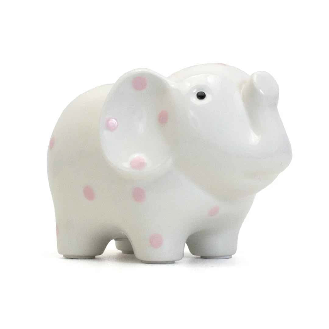 Bank - White Elephant with Pink Polka Dots