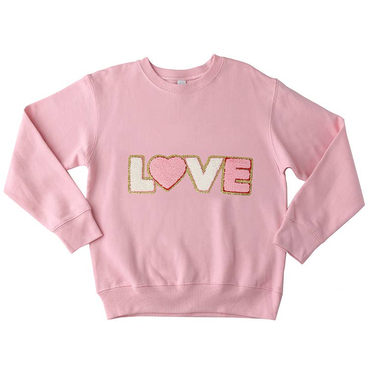 Chenille Love Sweatshirt - Pink