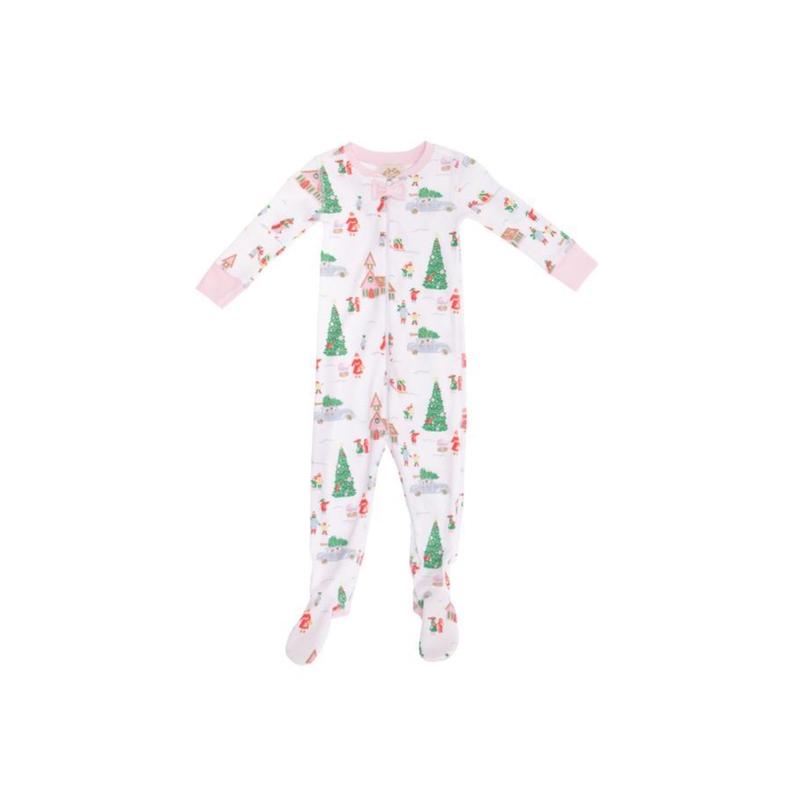 The Beaufort Bonnet Company pink Santa pajamas 6-12 months authentic