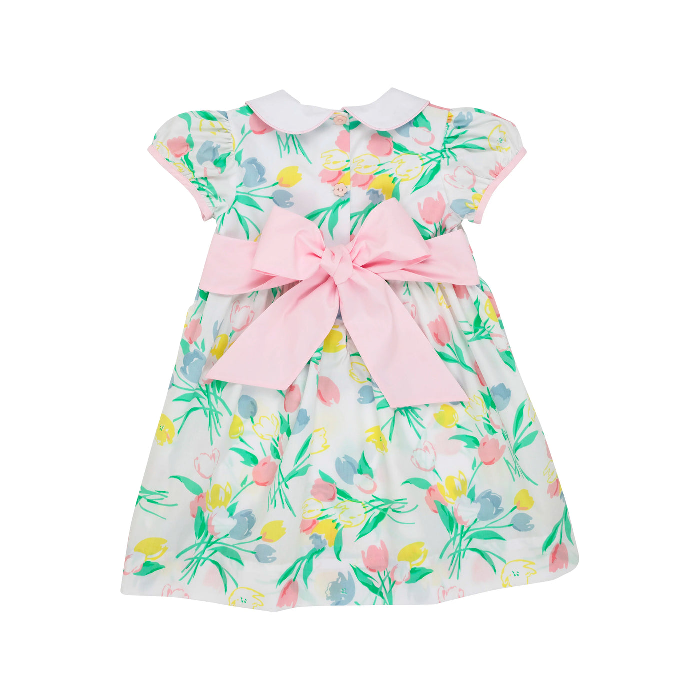 Cindy Lou Sash Dress - Elizabethtown Tulips With Palm Beach Pink