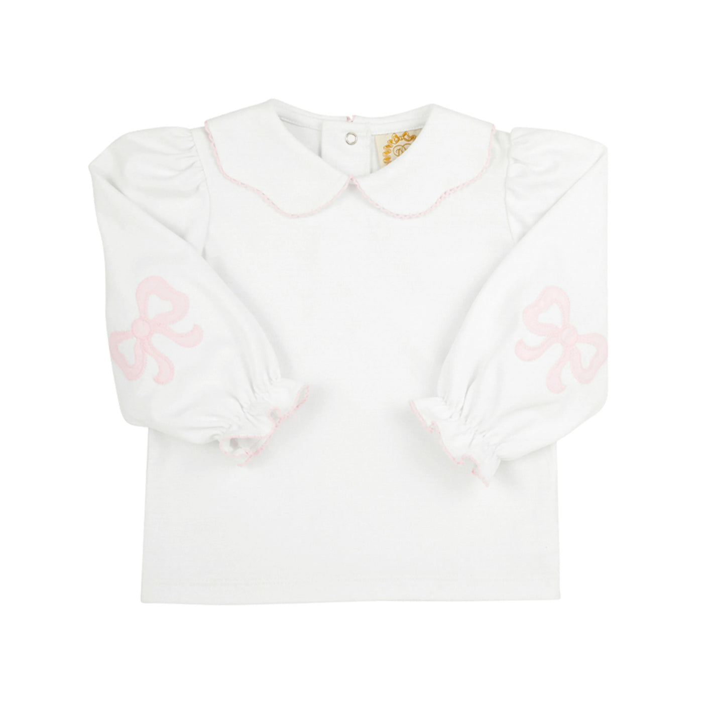 Emma's Elbow Patch Top - Worth Avenue White With Palm Beach Pink