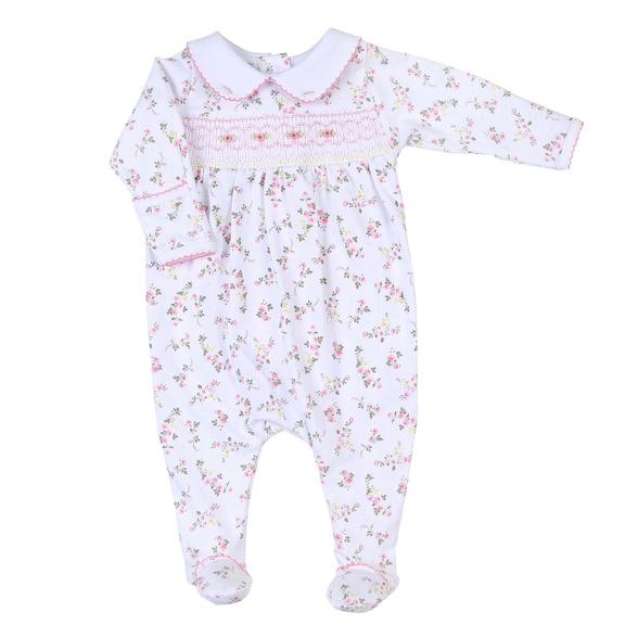 Smocked Footie - Grace's Classics Pink Printed