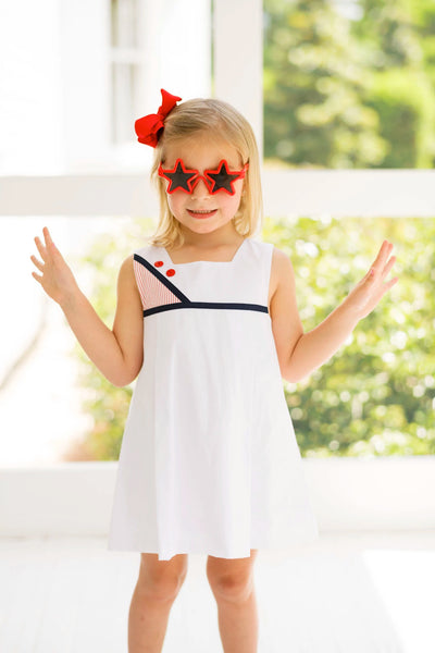 Kara Dress - Nautical White with Navy