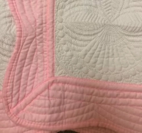 Baby Quilt - White with Pink
